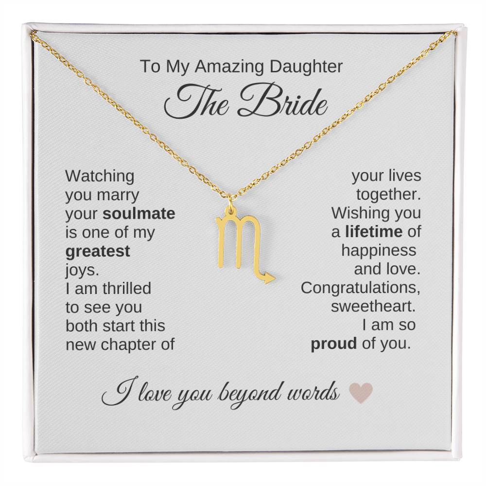 Daughter Wedding Gift Wedding Present for Daughter Zodiac Sign Necklace - MKT Custom Jewelry