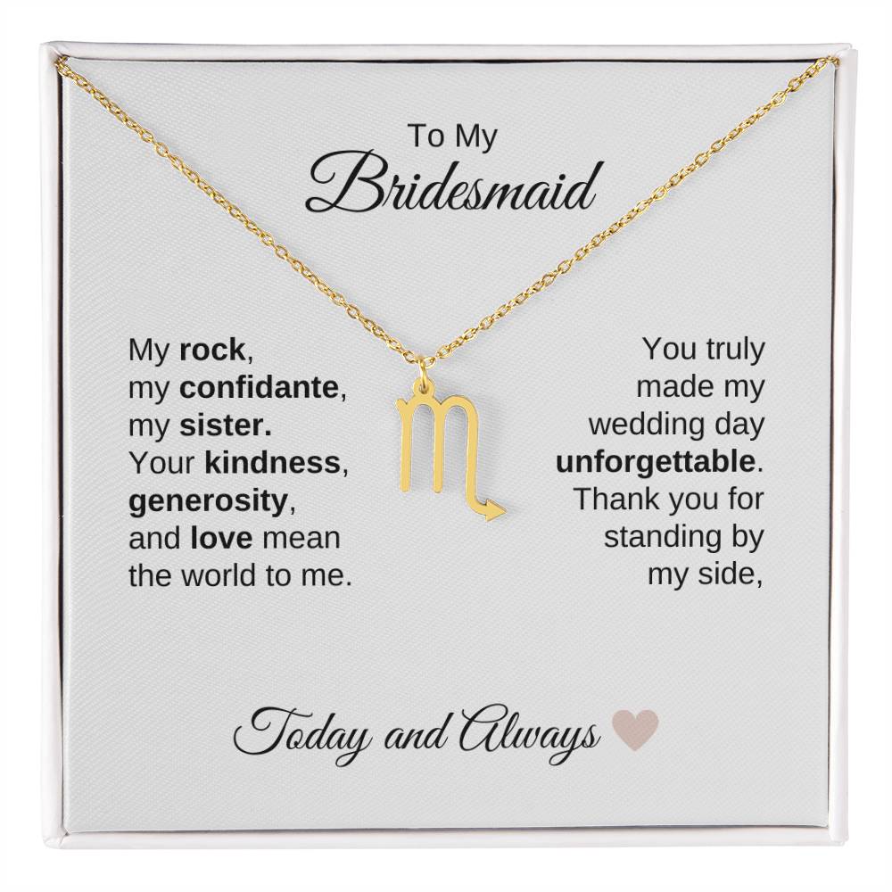 Bridesmaids Wedding Day Gifts Bridal Party Gifts Zodiac Necklace