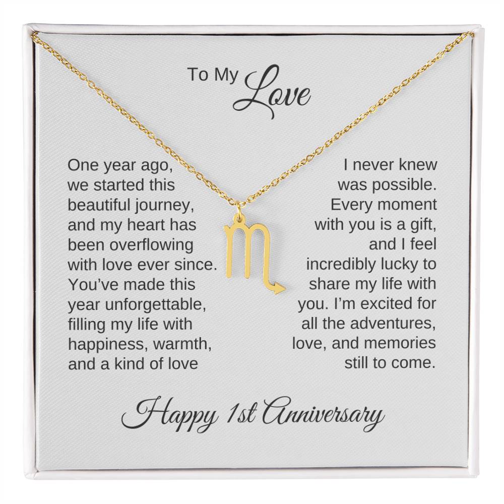 One Year Anniversary Gift for Her One Year Anniversary, Zodiac Sign Necklace