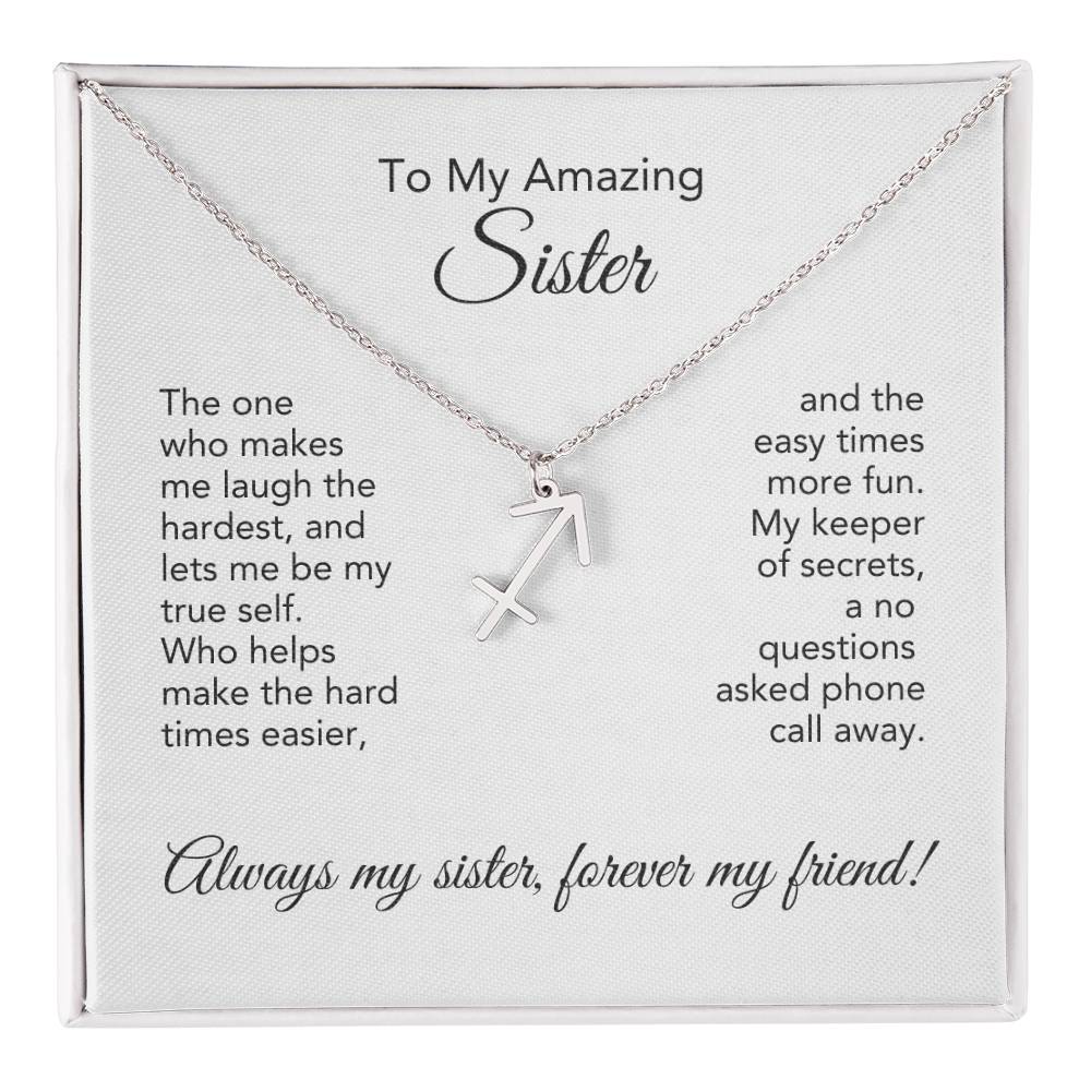 To My Amazing Sister Gift, Delicate Zodiac Necklace Gold or Stainless Steel, Gift for Sister