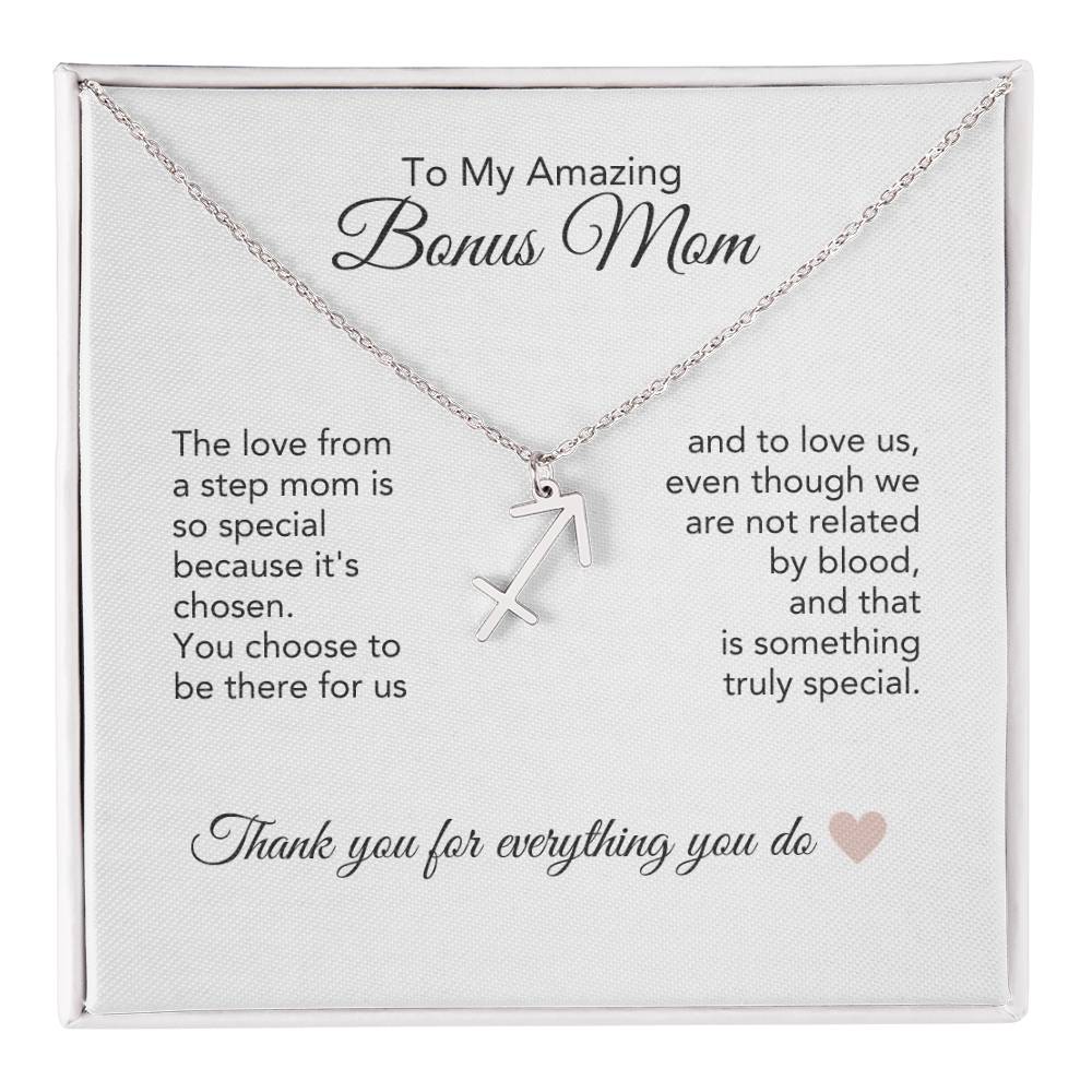 Bonus Mom Gifts for Step Mom Bonus Mom Necklace Zodiac Necklace - MKT Custom Jewelry