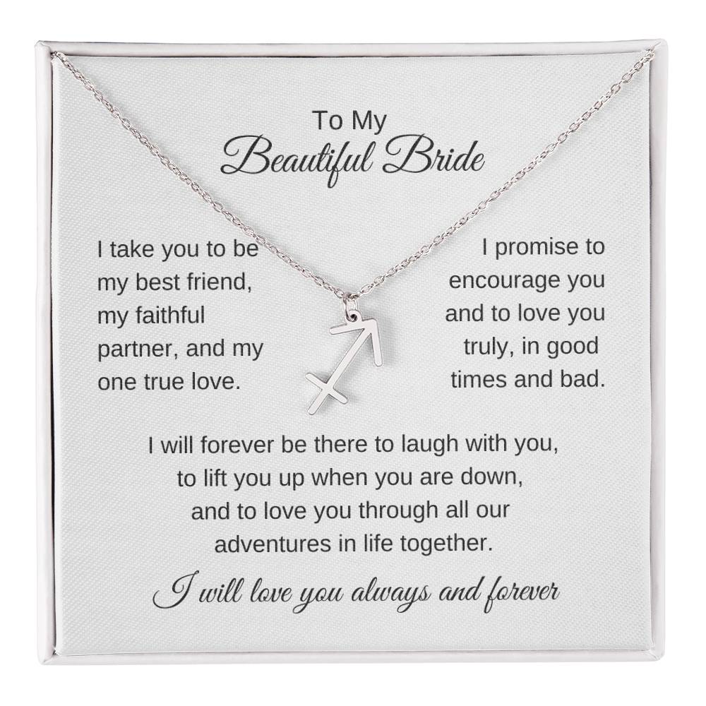 To My Beautiful Bride Gift To Bride From Groom Wedding Gift Zodiac Necklace