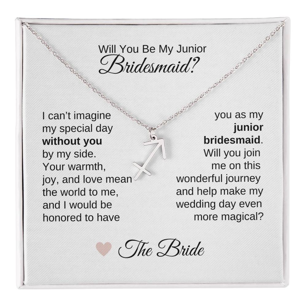 Junior Bridesmaid Proposal Gift, Zodiac Necklace, Jr Bridesmaid Gift