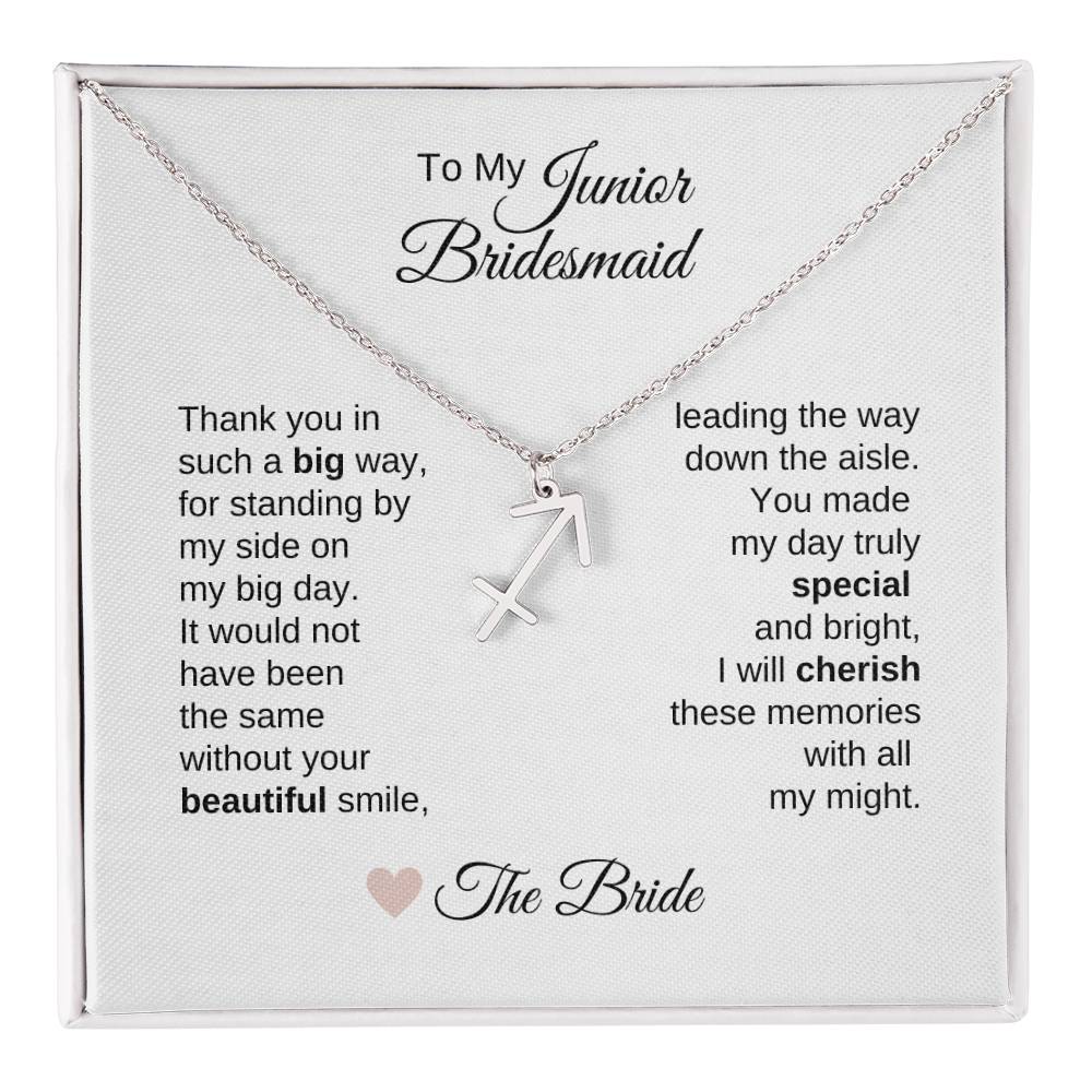 Junior Bridesmaid Gifts Wedding Bridal Party Gifts Zodiac Sign Necklace - MKT Custom Jewelry