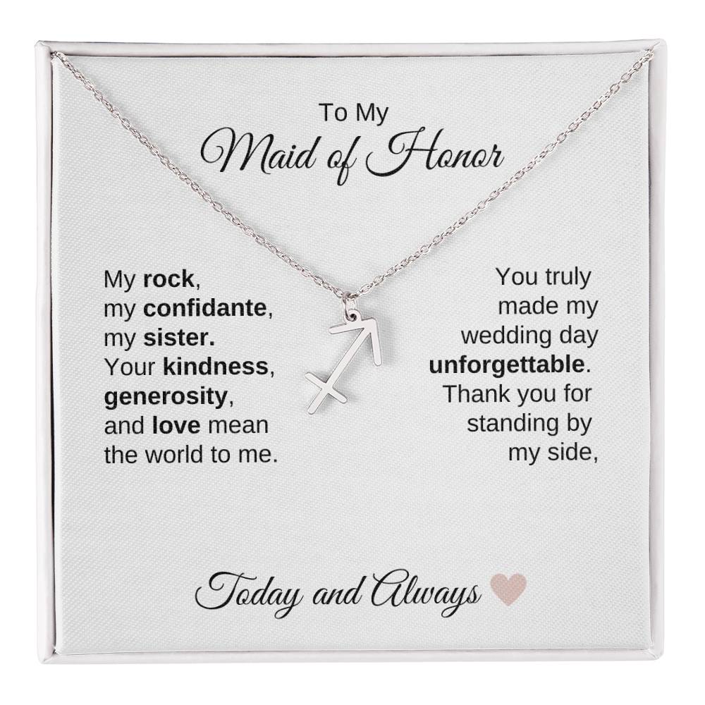 Maid of Honor Wedding Day Gifts Bridal Party Gifts Zodiac Necklace