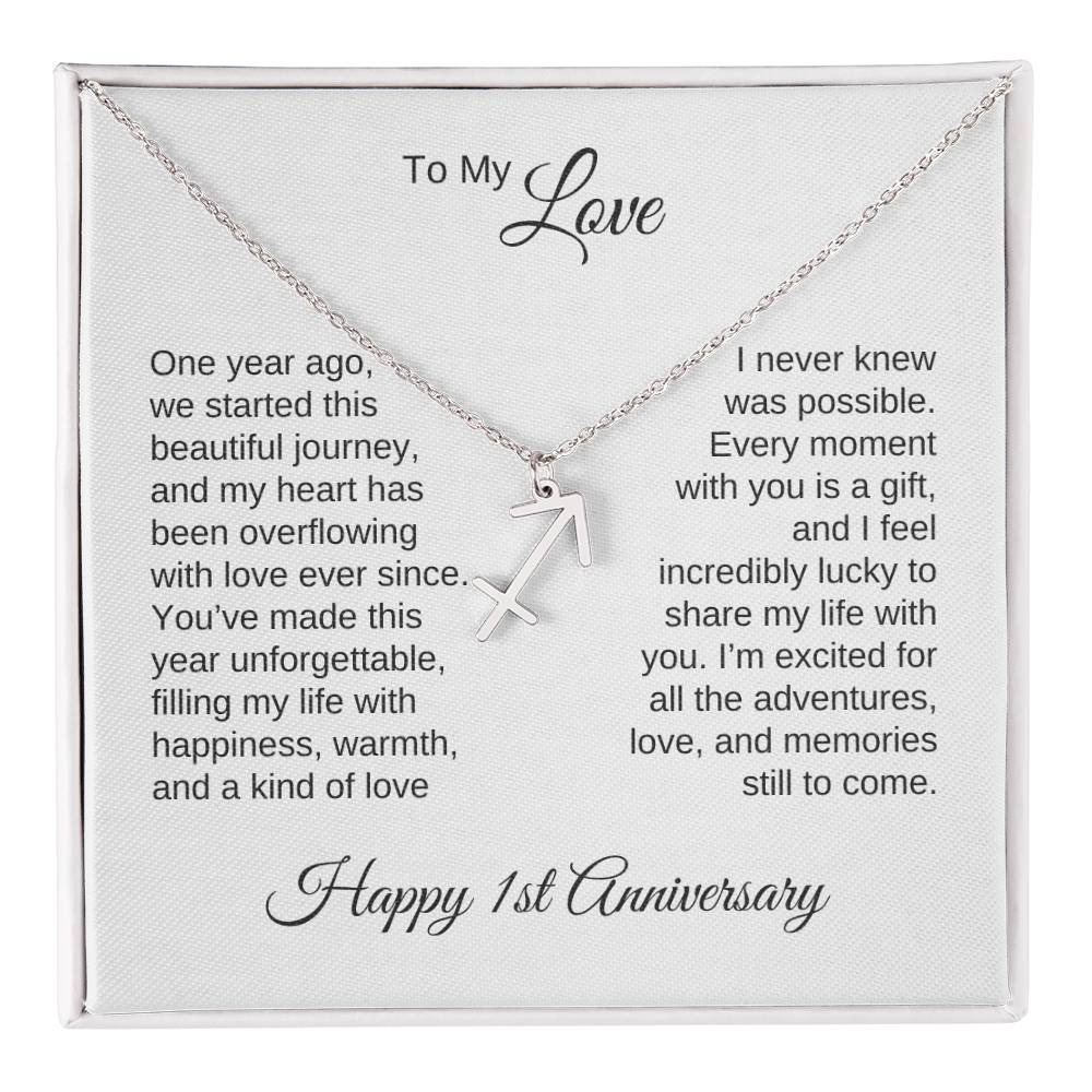 One Year Anniversary Gift for Her One Year Anniversary, Zodiac Sign Necklace