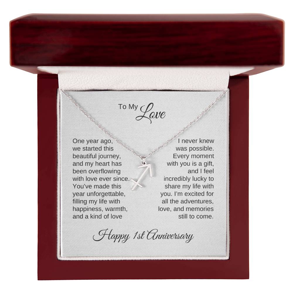 One Year Anniversary Gift for Her One Year Anniversary, Zodiac Sign Necklace