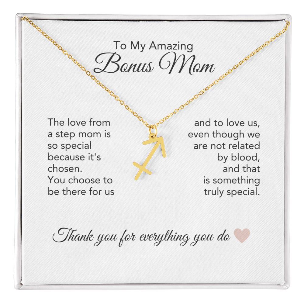 Bonus Mom Gifts for Step Mom Bonus Mom Necklace Zodiac Necklace - MKT Custom Jewelry