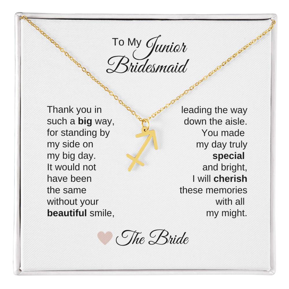 Junior Bridesmaid Gifts Wedding Bridal Party Gifts Zodiac Sign Necklace - MKT Custom Jewelry