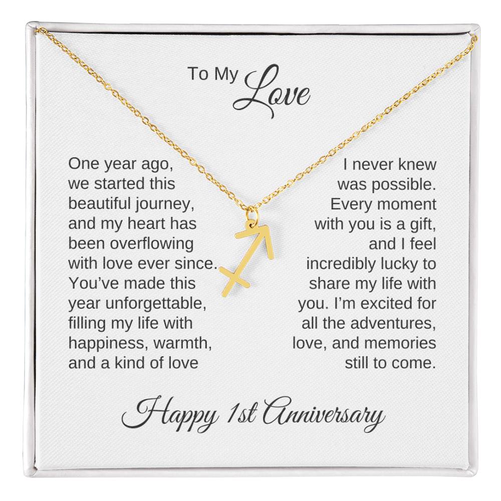 One Year Anniversary Gift for Her One Year Anniversary, Zodiac Sign Necklace