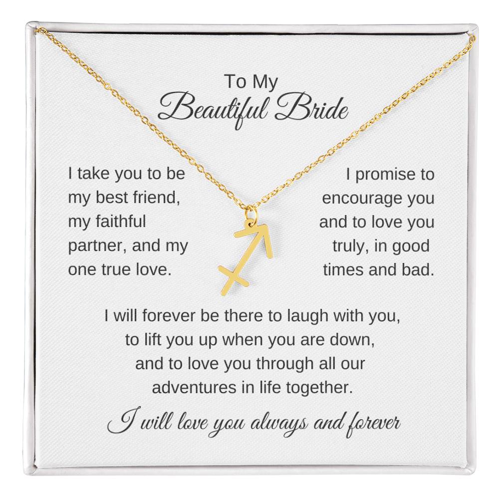 To My Beautiful Bride Gift To Bride From Groom Wedding Gift Zodiac Necklace