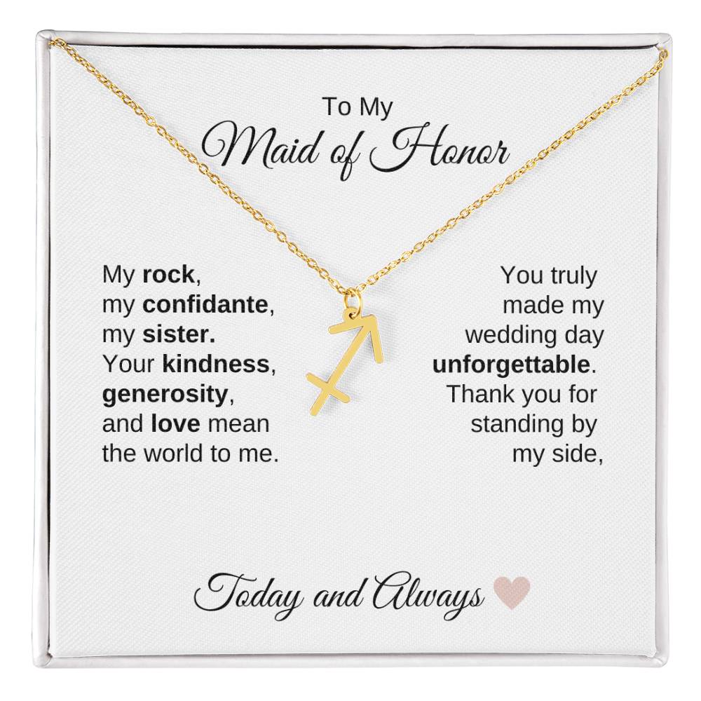 Maid of Honor Wedding Day Gifts Bridal Party Gifts Zodiac Necklace