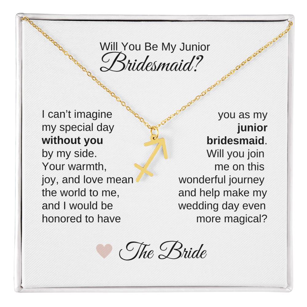 Junior Bridesmaid Proposal Gift, Zodiac Necklace, Jr Bridesmaid Gift