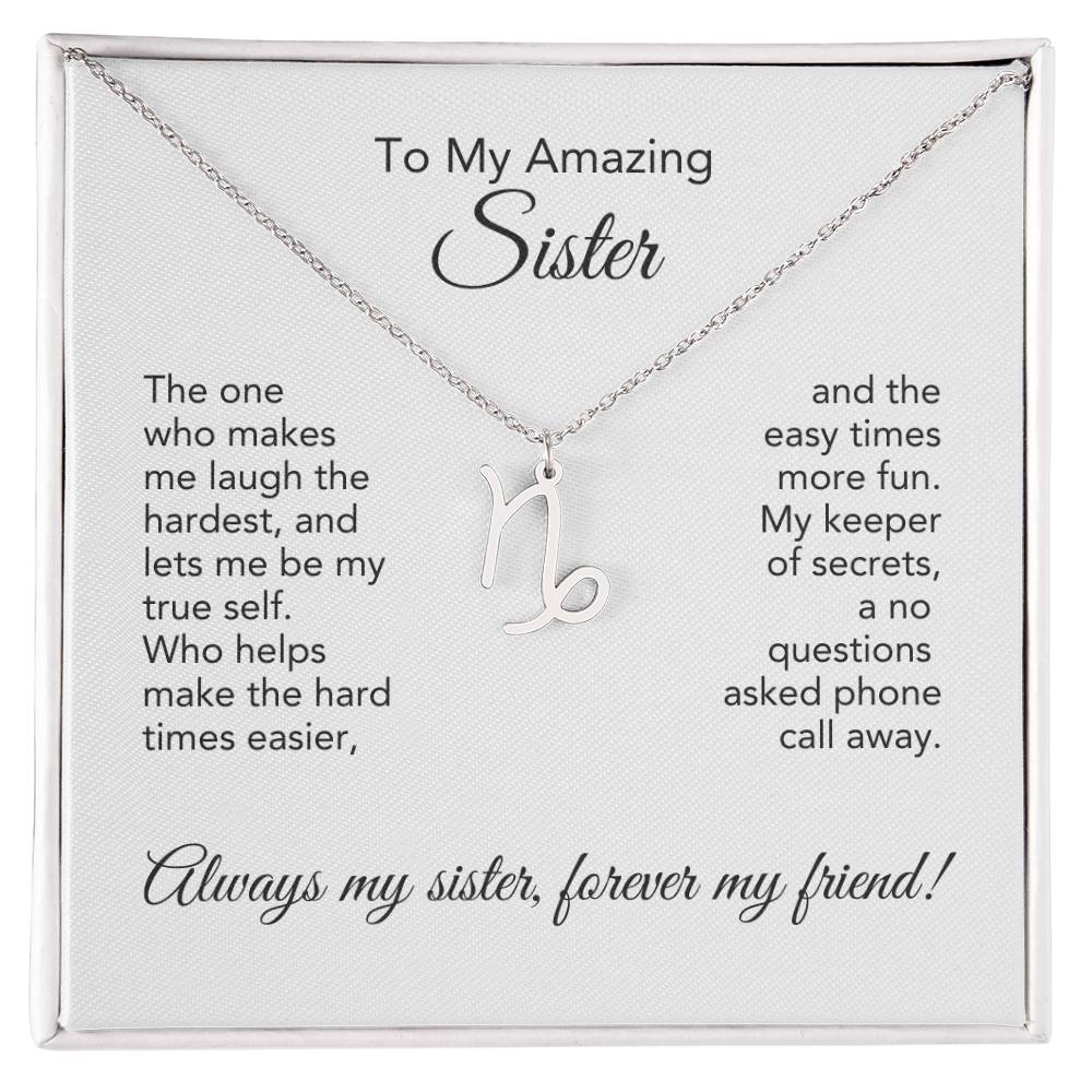 To My Amazing Sister Gift, Delicate Zodiac Necklace Gold or Stainless Steel, Gift for Sister