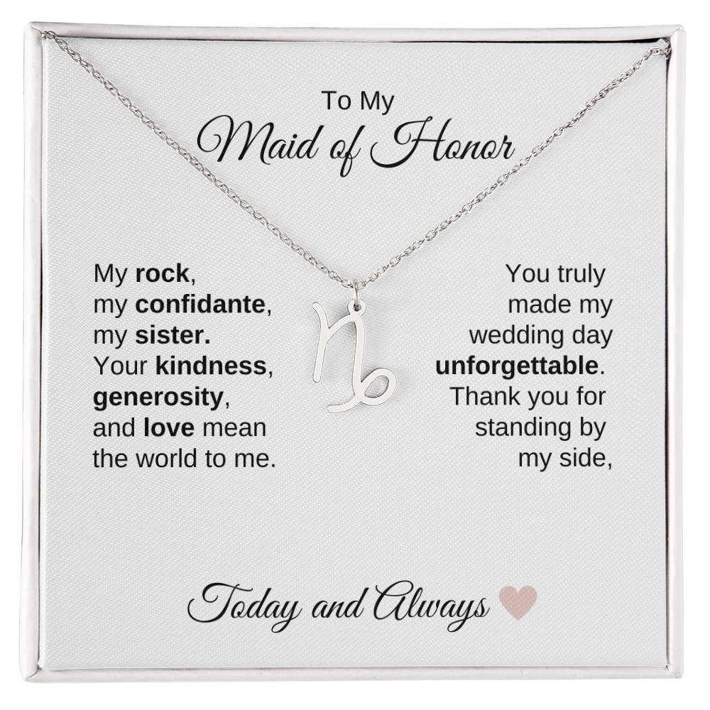 Maid of Honor Wedding Day Gifts Bridal Party Gifts Zodiac Necklace