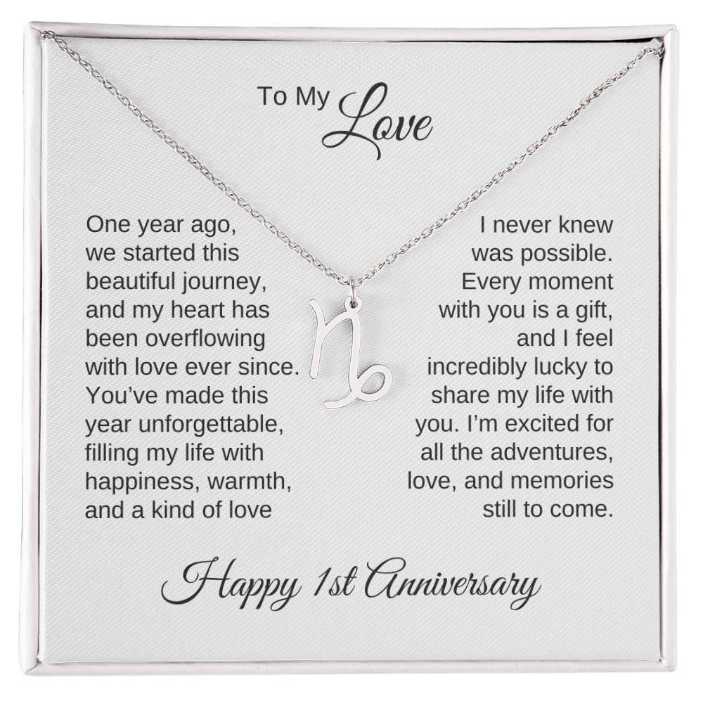 One Year Anniversary Gift for Her One Year Anniversary, Zodiac Sign Necklace