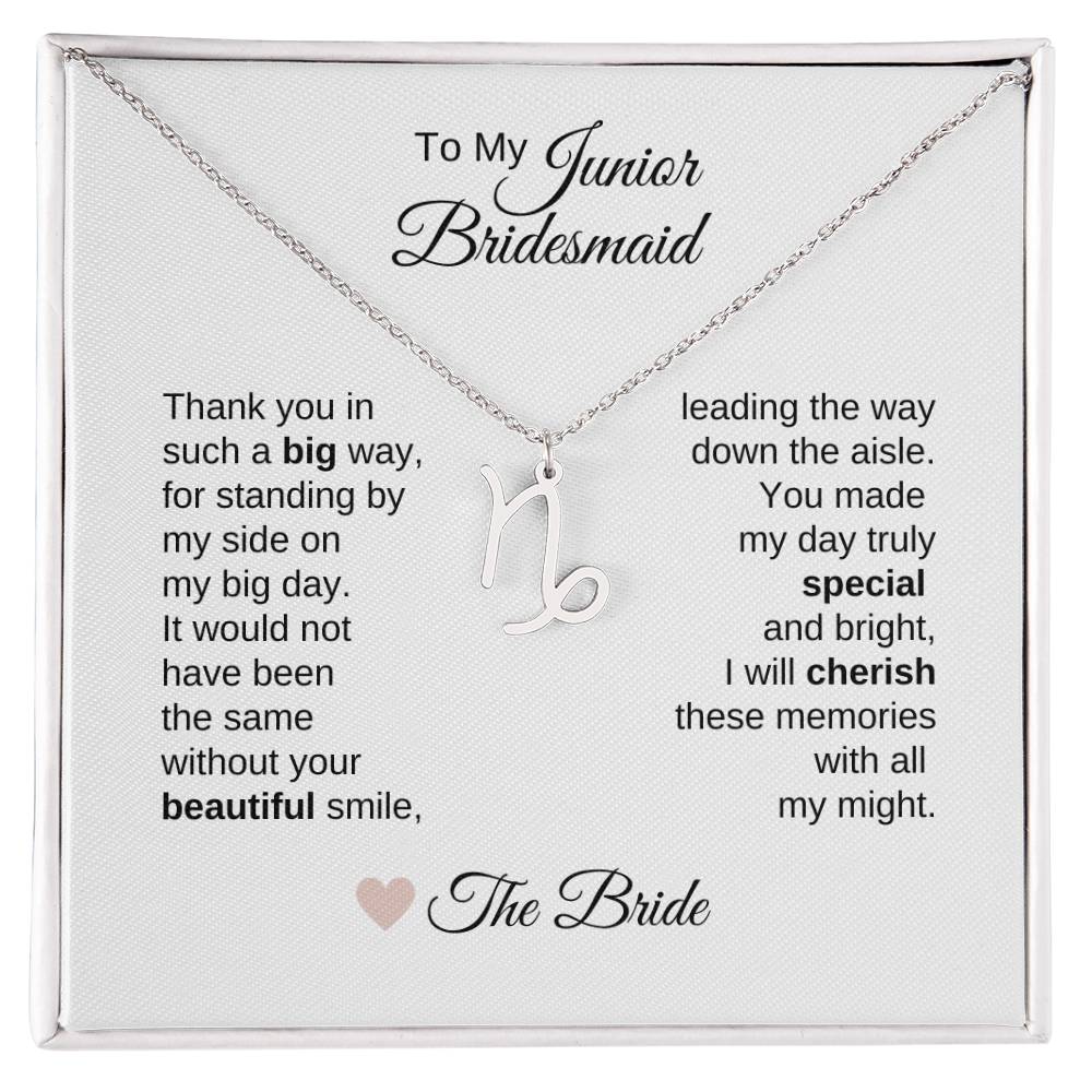 Junior Bridesmaid Gifts Wedding Bridal Party Gifts Zodiac Sign Necklace - MKT Custom Jewelry