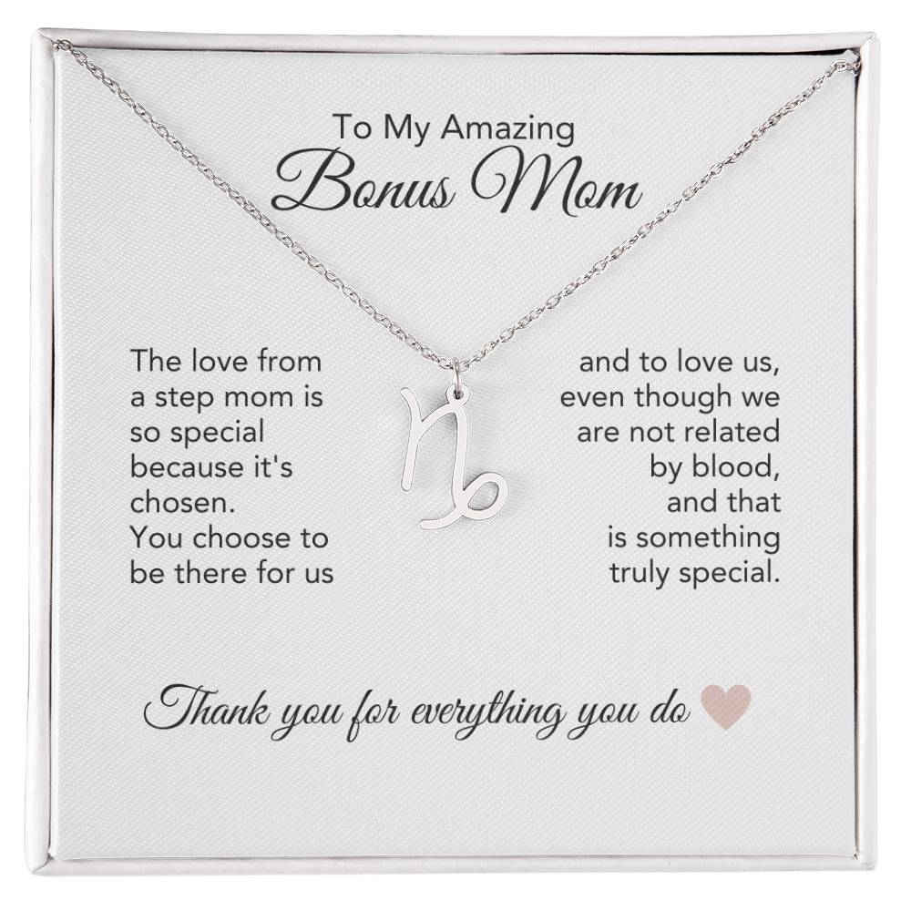 Bonus Mom Gifts for Step Mom Bonus Mom Necklace Zodiac Necklace - MKT Custom Jewelry