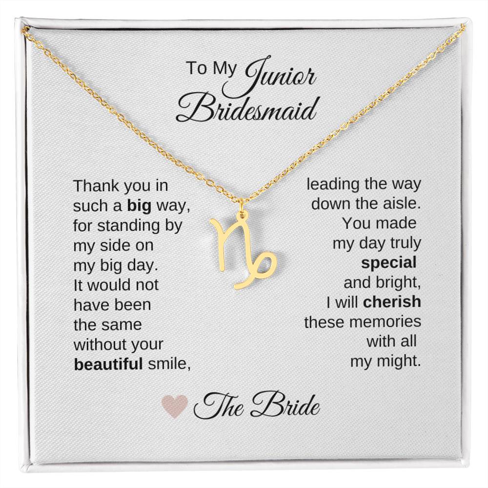 Junior Bridesmaid Gifts Wedding Bridal Party Gifts Zodiac Sign Necklace - MKT Custom Jewelry