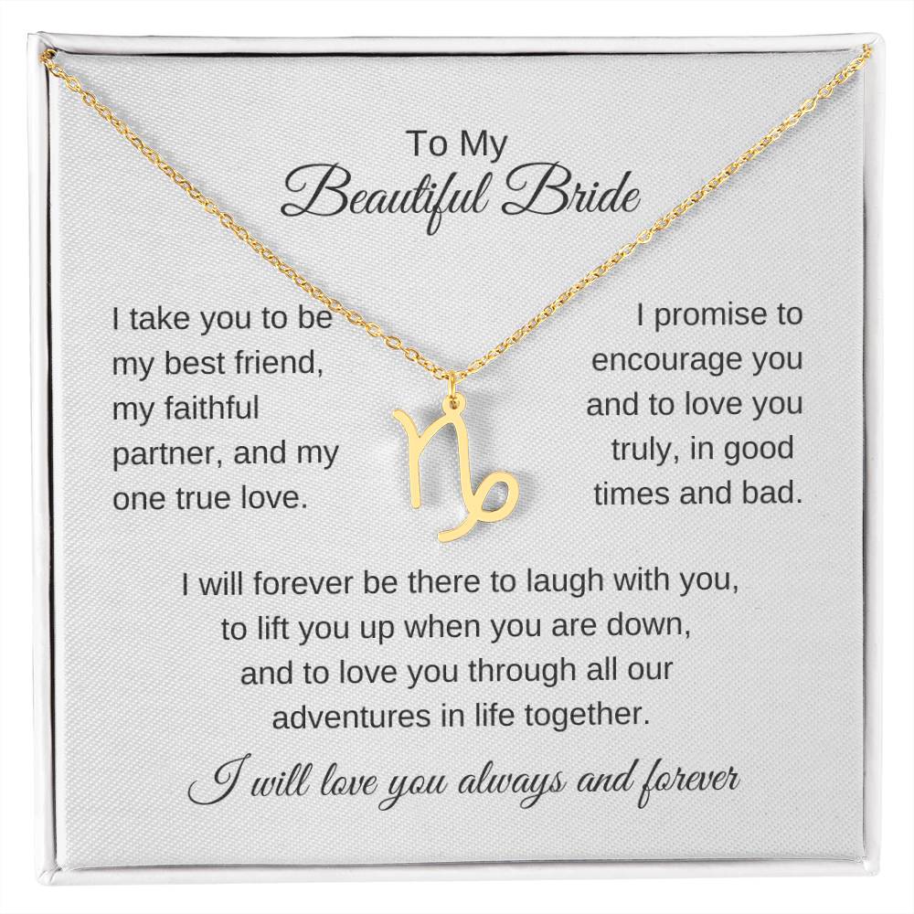 To My Beautiful Bride Gift To Bride From Groom Wedding Gift Zodiac Necklace