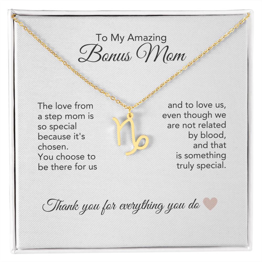 Bonus Mom Gifts for Step Mom Bonus Mom Necklace Zodiac Necklace - MKT Custom Jewelry