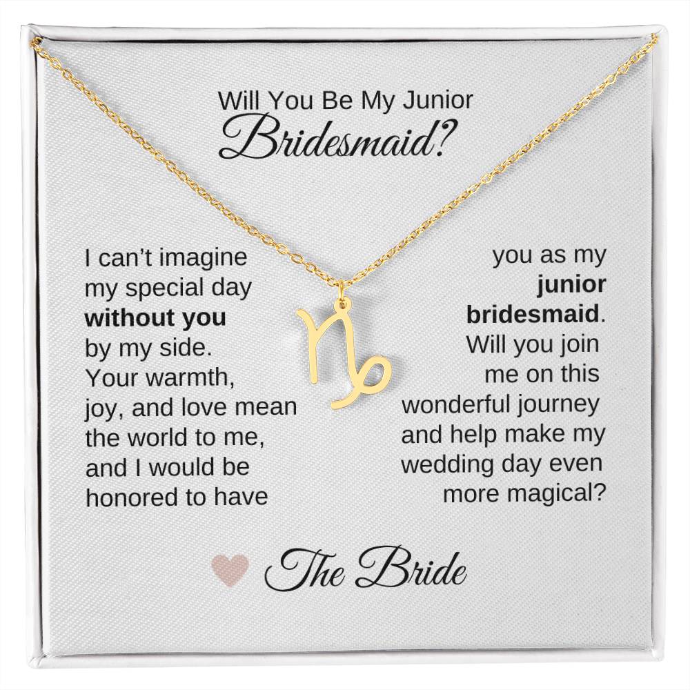 Junior Bridesmaid Proposal Gift, Zodiac Necklace, Jr Bridesmaid Gift