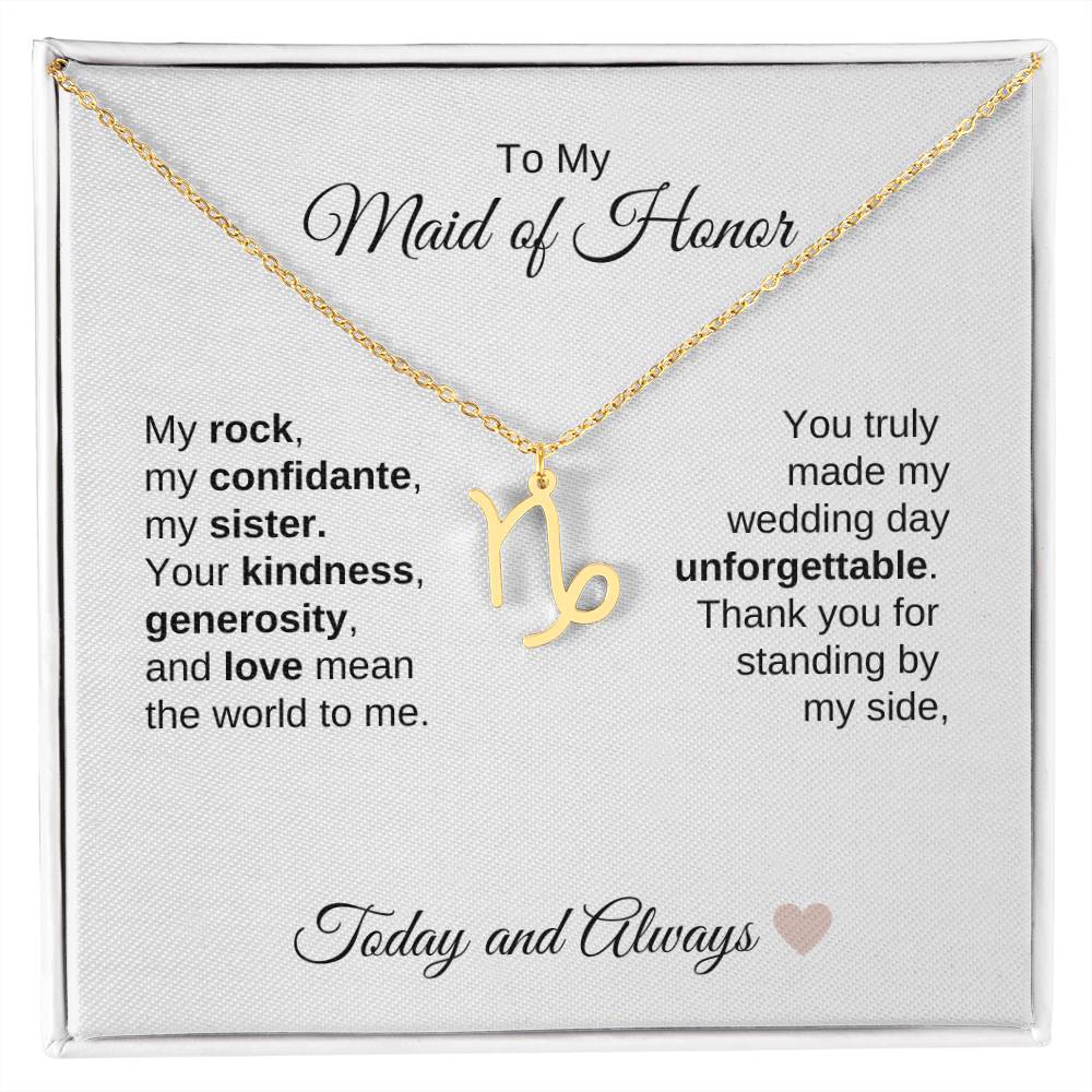 Maid of Honor Wedding Day Gifts Bridal Party Gifts Zodiac Necklace