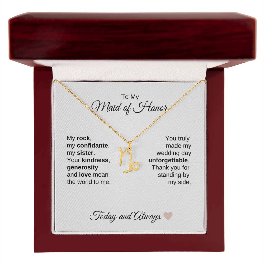 Maid of Honor Wedding Day Gifts Bridal Party Gifts Zodiac Necklace