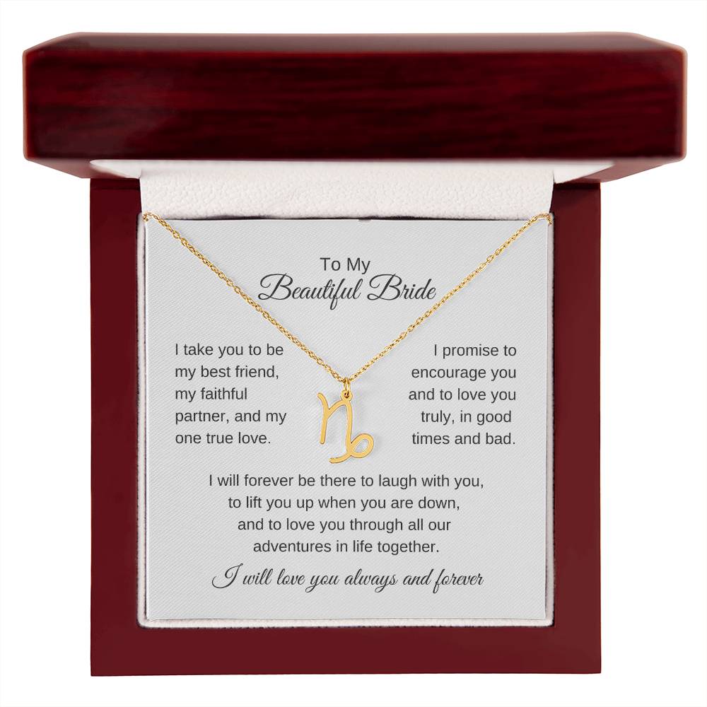 To My Beautiful Bride Gift To Bride From Groom Wedding Gift Zodiac Necklace