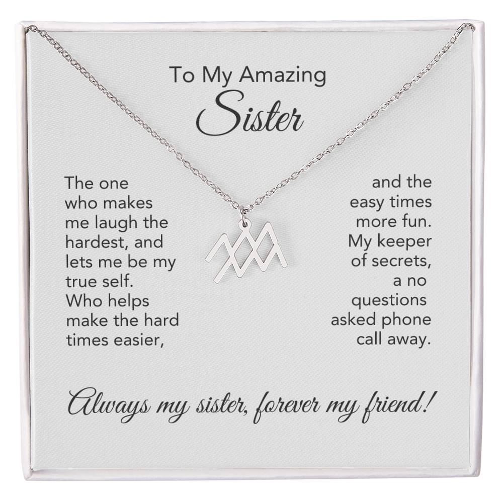 To My Amazing Sister Gift, Delicate Zodiac Necklace Gold or Stainless Steel, Gift for Sister