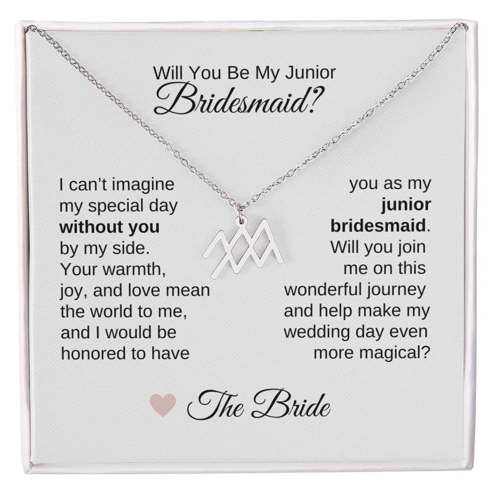 Junior Bridesmaid Proposal Gift, Zodiac Necklace, Jr Bridesmaid Gift