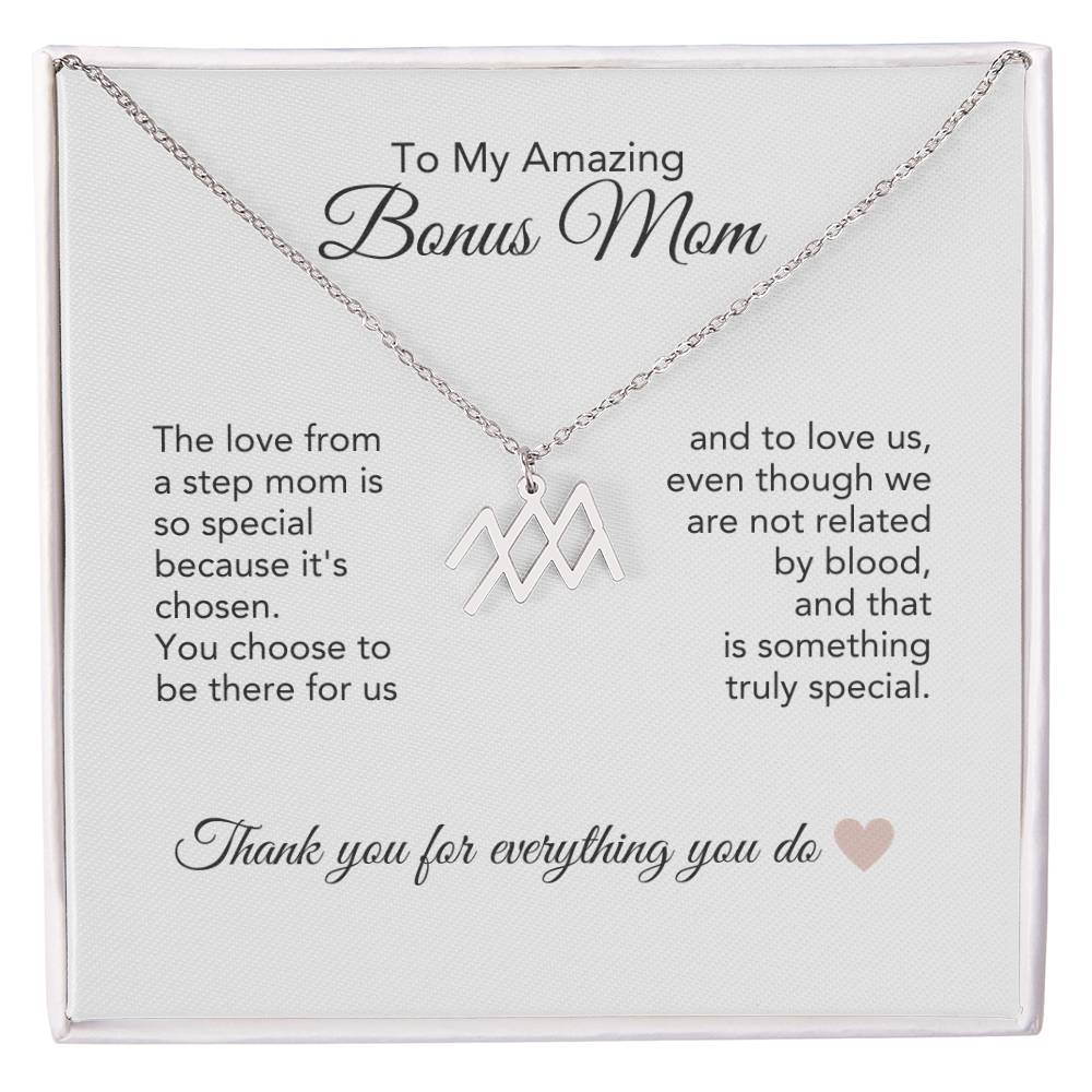 Bonus Mom Gifts for Step Mom Bonus Mom Necklace Zodiac Necklace - MKT Custom Jewelry