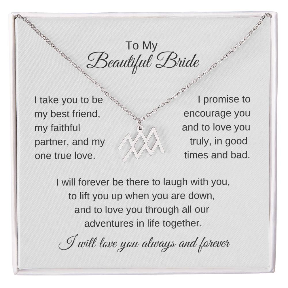 To My Beautiful Bride Gift To Bride From Groom Wedding Gift Zodiac Necklace