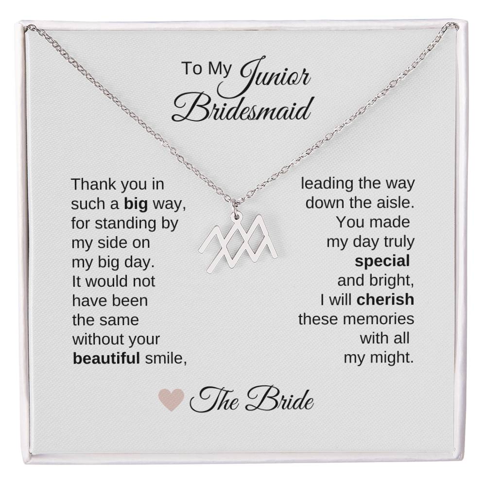 Junior Bridesmaid Gifts Wedding Bridal Party Gifts Zodiac Sign Necklace - MKT Custom Jewelry