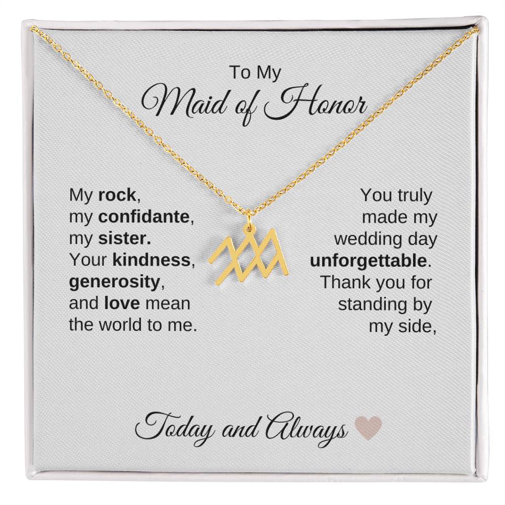 Maid of Honor Wedding Day Gifts Bridal Party Gifts Zodiac Necklace