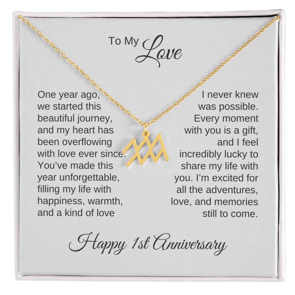 One Year Anniversary Gift for Her One Year Anniversary, Zodiac Sign Necklace