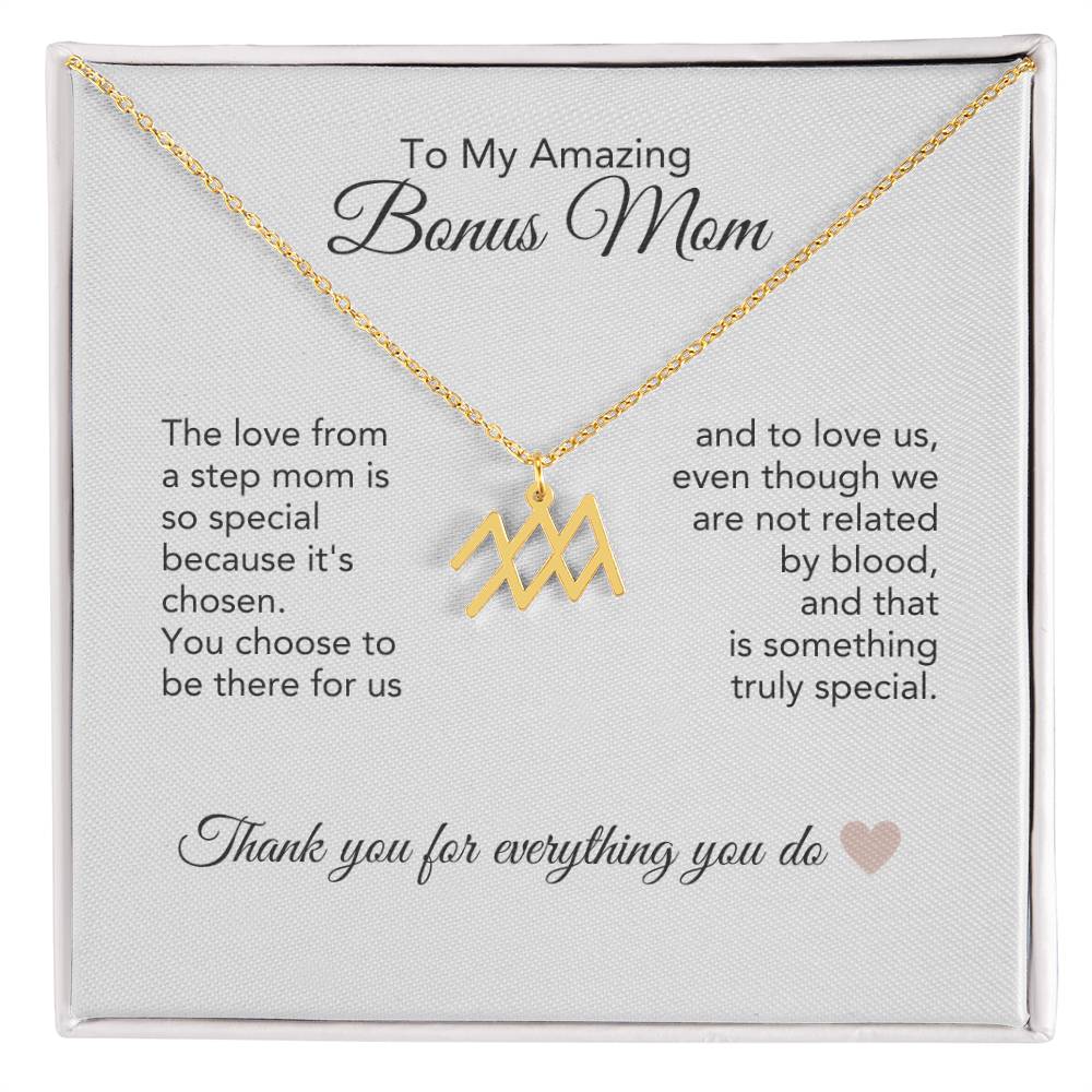 Bonus Mom Gifts for Step Mom Bonus Mom Necklace Zodiac Necklace - MKT Custom Jewelry