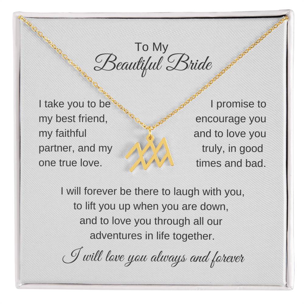 To My Beautiful Bride Gift To Bride From Groom Wedding Gift Zodiac Necklace