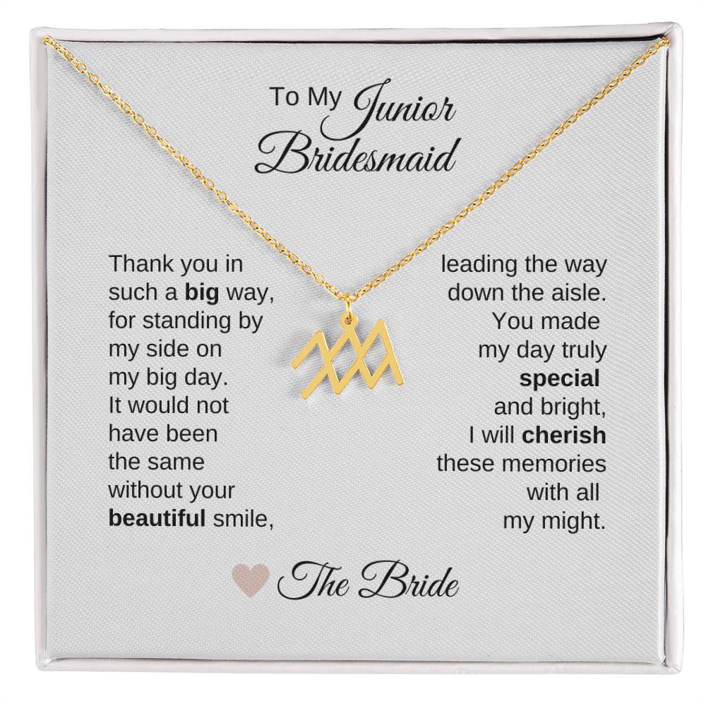 Junior Bridesmaid Gifts Wedding Bridal Party Gifts Zodiac Sign Necklace - MKT Custom Jewelry