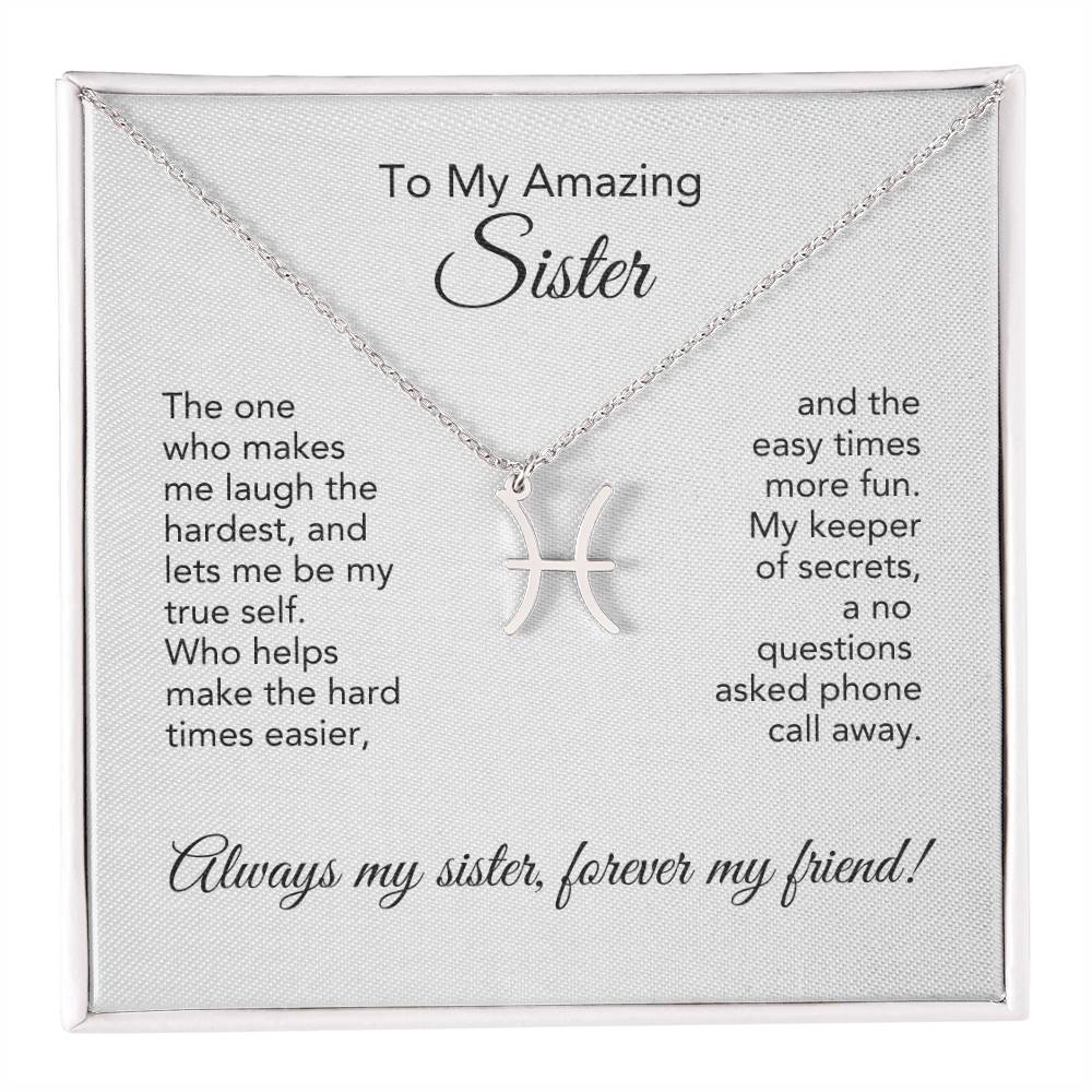 To My Amazing Sister Gift, Delicate Zodiac Necklace Gold or Stainless Steel, Gift for Sister