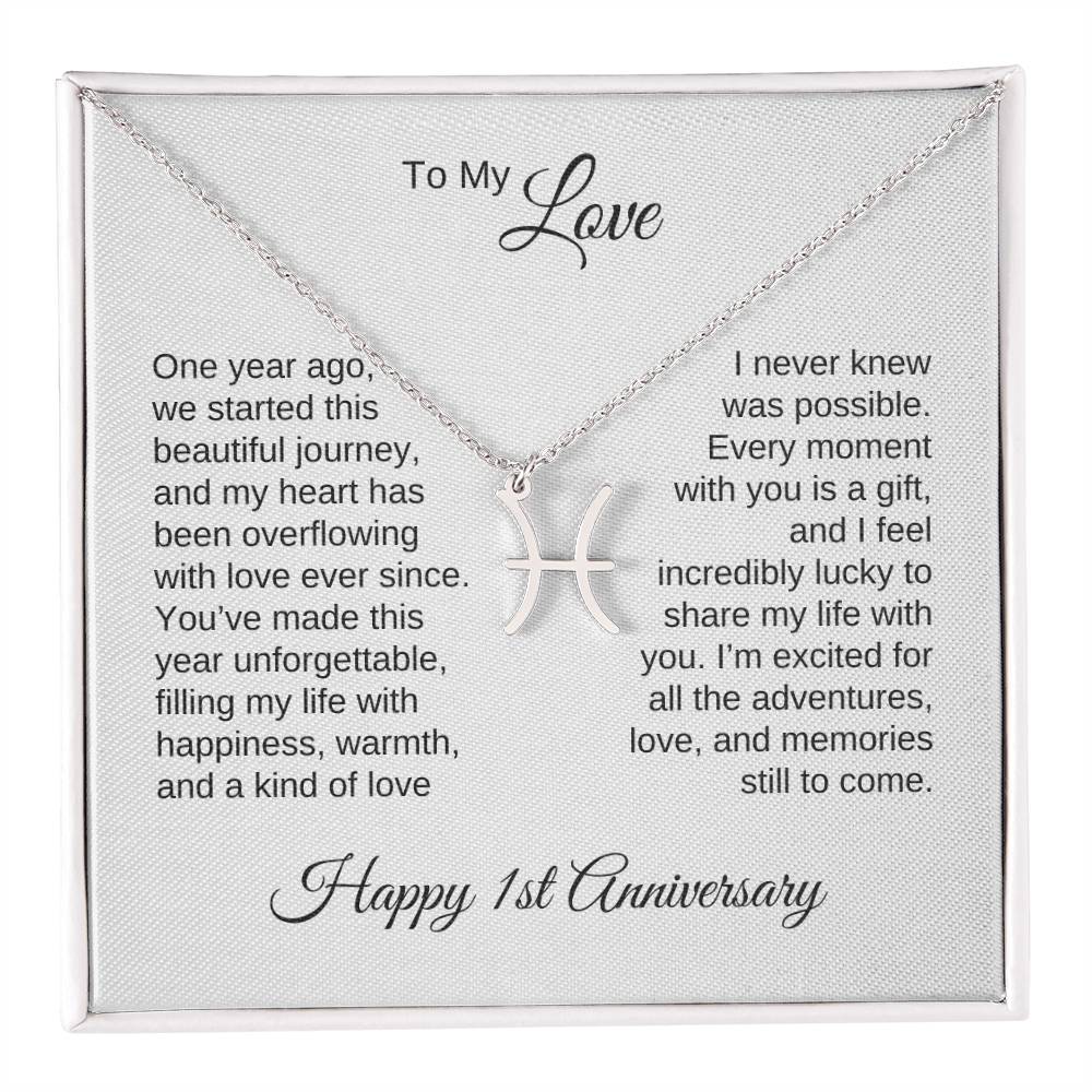 One Year Anniversary Gift for Her One Year Anniversary, Zodiac Sign Necklace