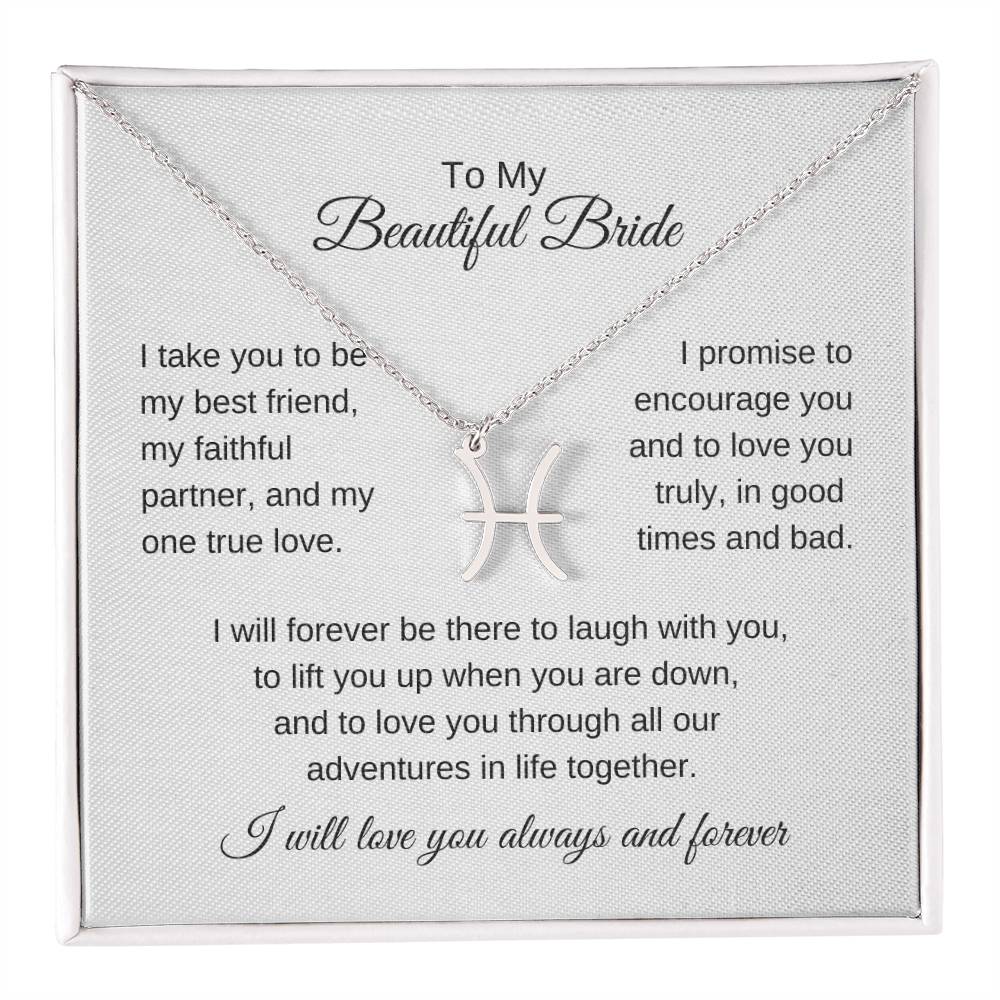 To My Beautiful Bride Gift To Bride From Groom Wedding Gift Zodiac Necklace