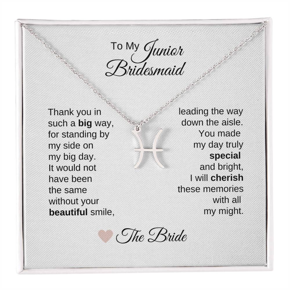 Junior Bridesmaid Gifts Wedding Bridal Party Gifts Zodiac Sign Necklace - MKT Custom Jewelry