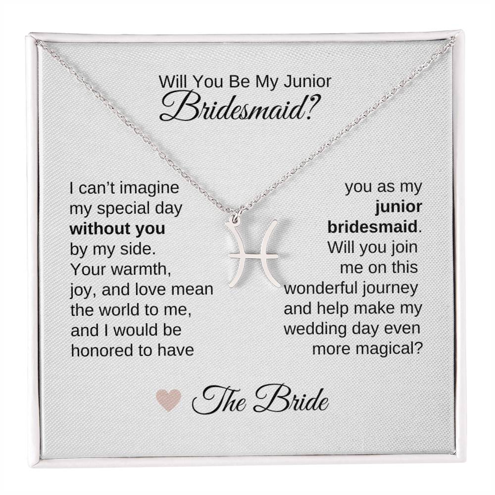 Junior Bridesmaid Proposal Gift, Zodiac Necklace, Jr Bridesmaid Gift