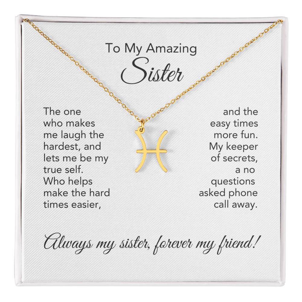 To My Amazing Sister Gift, Delicate Zodiac Necklace Gold or Stainless Steel, Gift for Sister