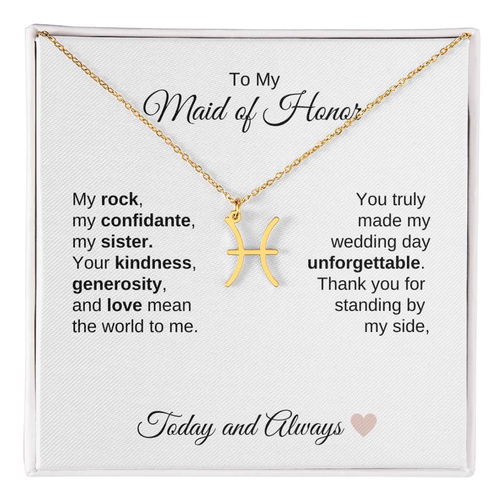 Maid of Honor Wedding Day Gifts Bridal Party Gifts Zodiac Necklace