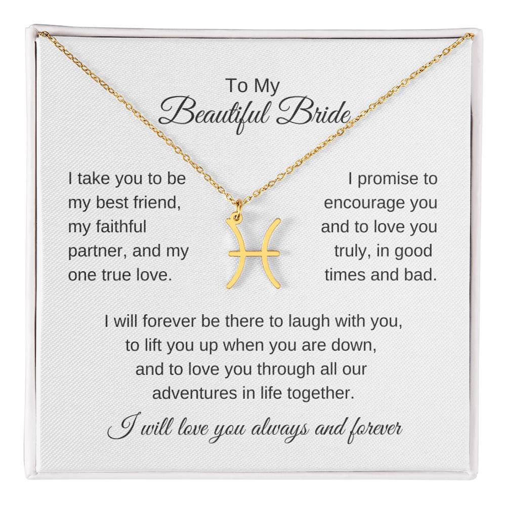 To My Beautiful Bride Gift To Bride From Groom Wedding Gift Zodiac Necklace