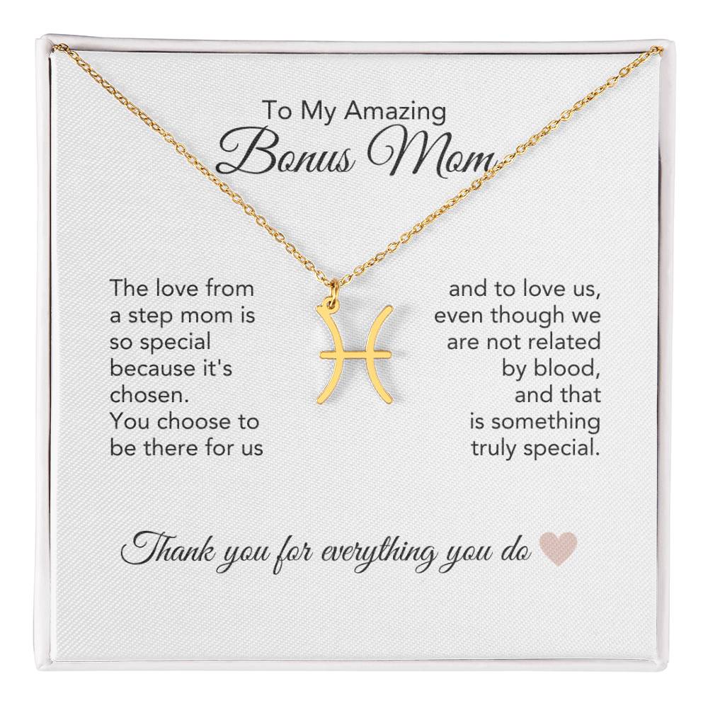 Bonus Mom Gifts for Step Mom Bonus Mom Necklace Zodiac Necklace - MKT Custom Jewelry