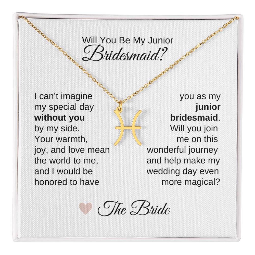 Junior Bridesmaid Proposal Gift, Zodiac Necklace, Jr Bridesmaid Gift