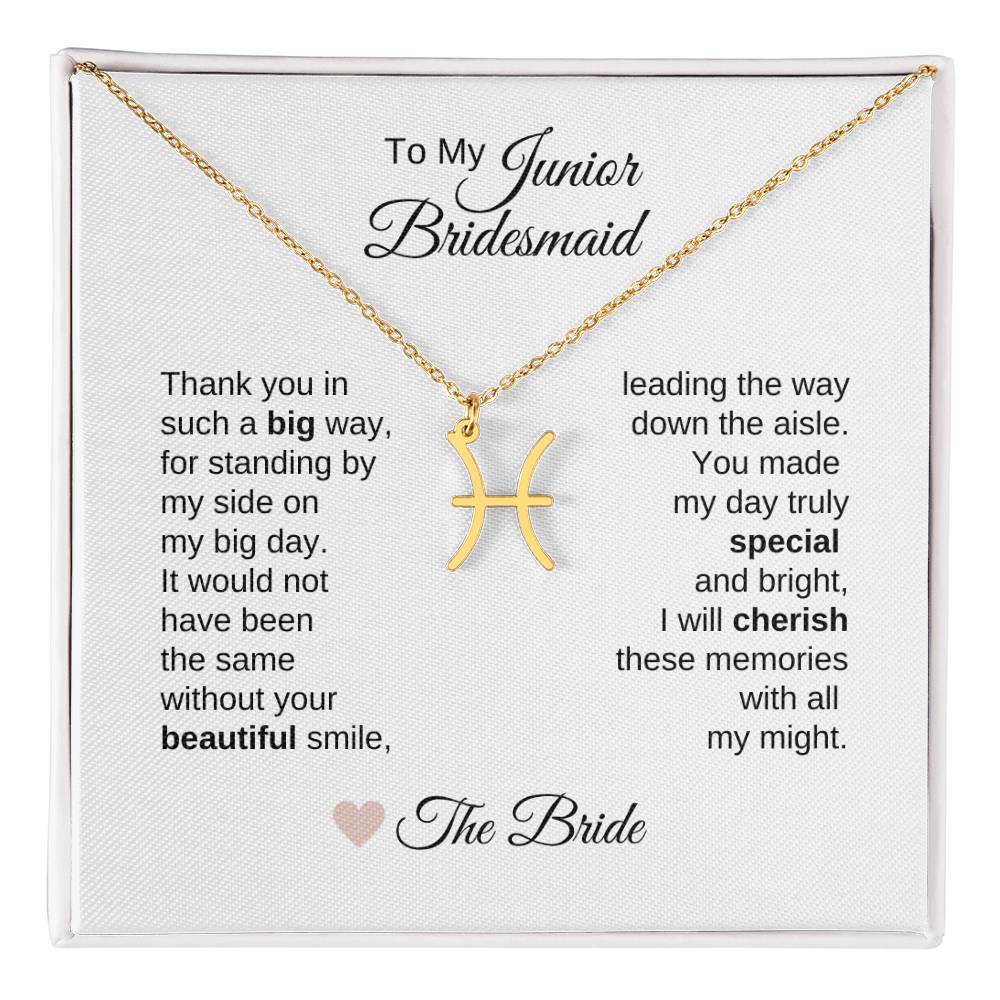 Junior Bridesmaid Gifts Wedding Bridal Party Gifts Zodiac Sign Necklace - MKT Custom Jewelry